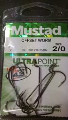 Mustad Offset Worm Hooks size 2/0
